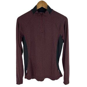 REI Co-op Lightweight Base Layer 1/4 Zip Heather Burgundy Long Sleeve Shirt Sz M